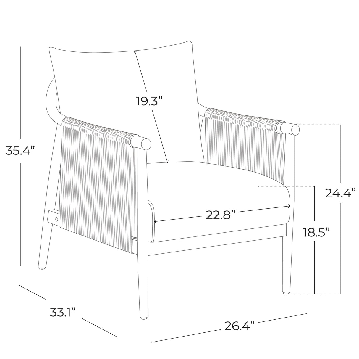 Braid Armchair, Modern Accent Chair for Living Room, Cream