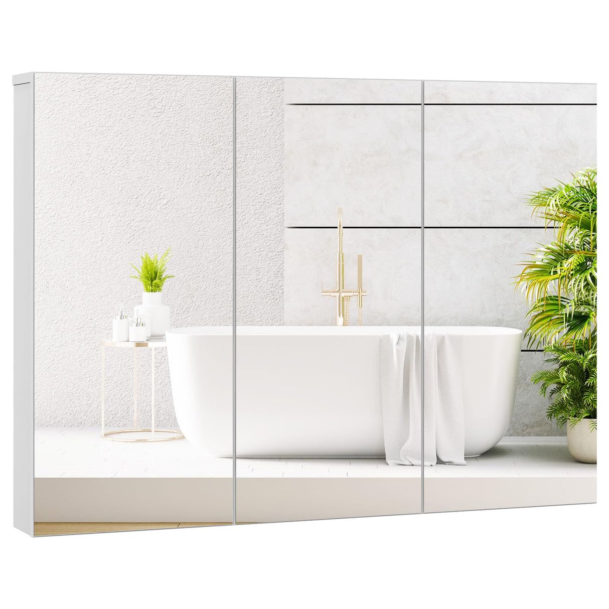 Mirrored Medicine Cabinet, Large Wide Wall Mounted Storage Cabinet