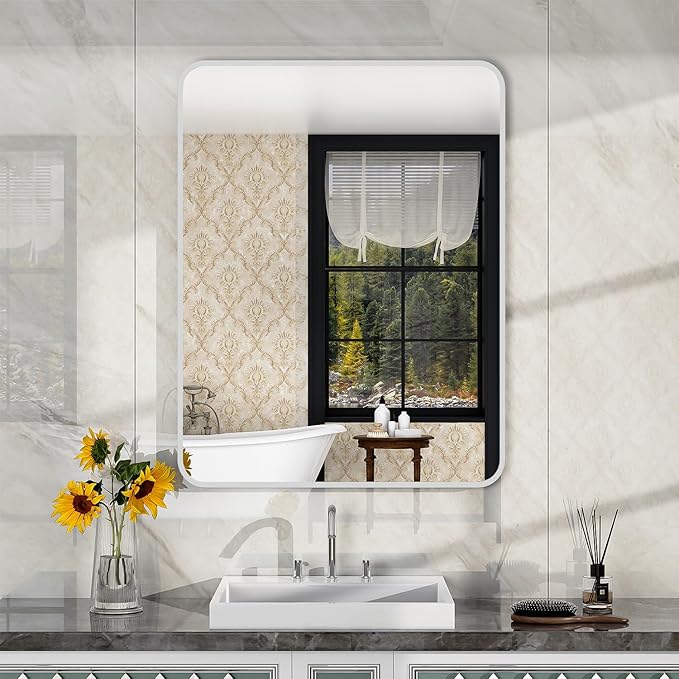 Black Recessed Bathroom Medicine Cabinet with Mirror