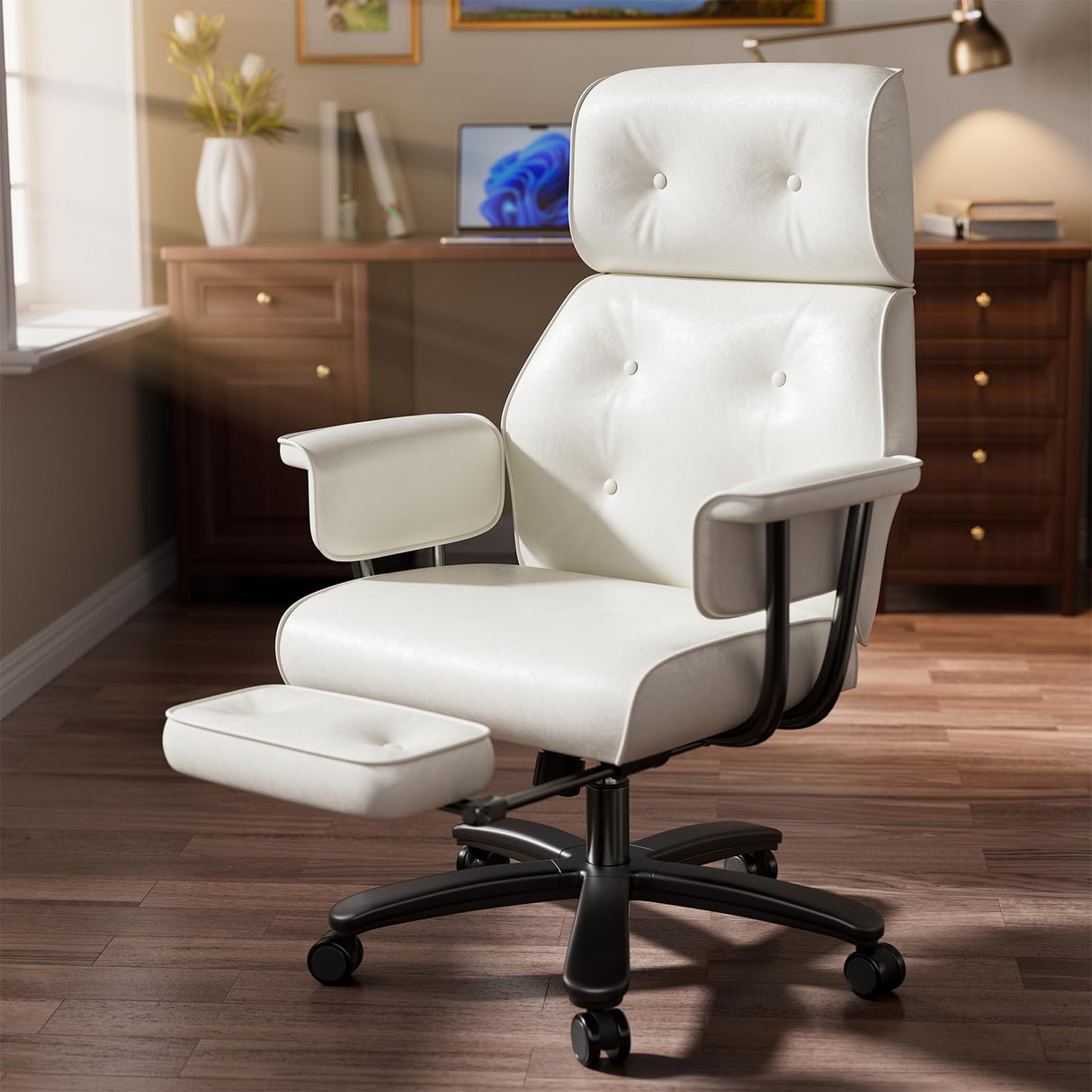 Big and Tall Reclining Office Chair with Footrest - 400lbs Capacity