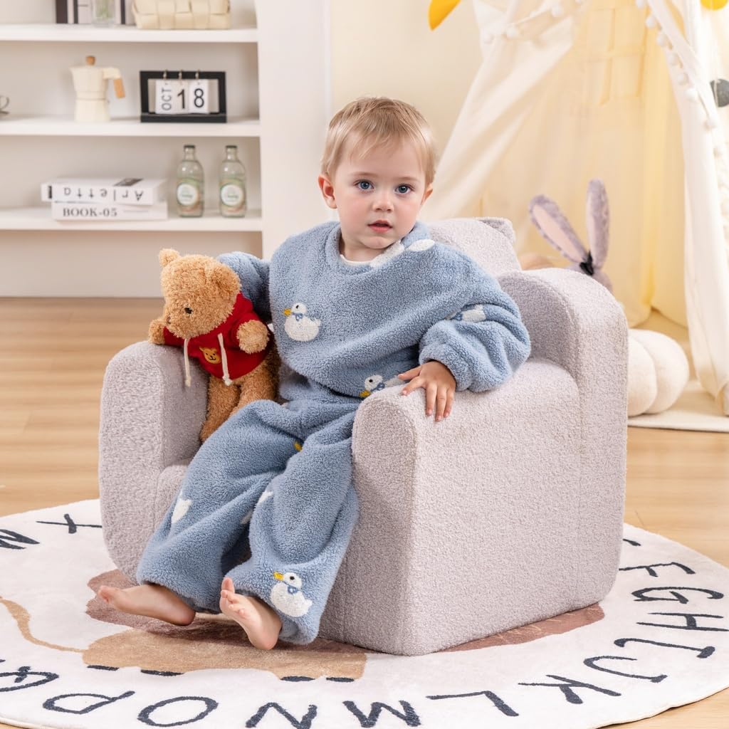 Kids Couch Sherpa Toddler Chair, Cloud-Like Comfy Kids Sofa Toddler Reading Chair