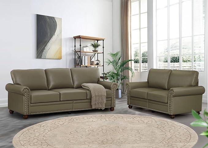 2 Piece Faux Leather Sofa Set,Modern Couch and Loveseat Sets