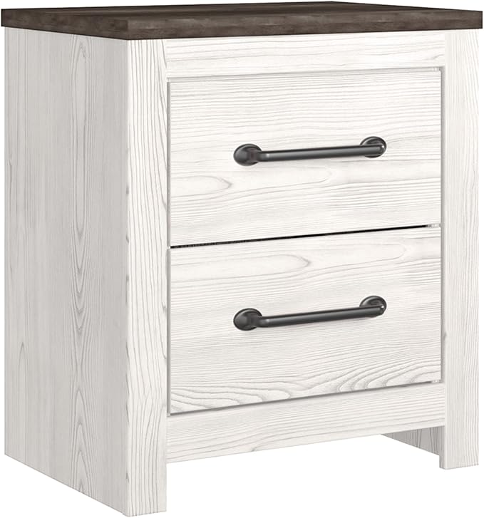 Senniberg Modern 2 Drawer Nightstand with Faux Marble Top, 24.72" Tall