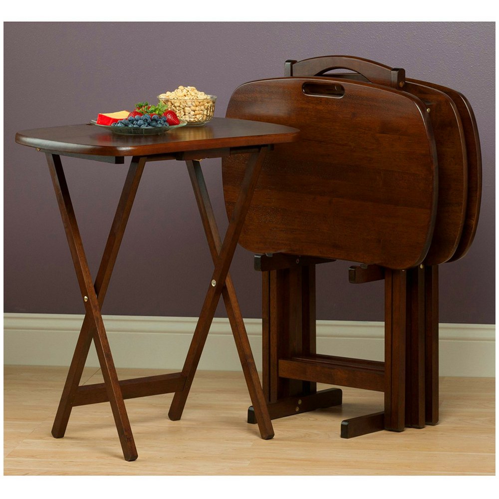 Winsome 5-Piece TV Tray Table Set with Handles and Stand