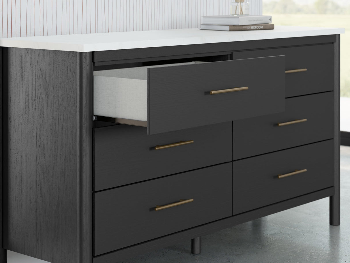 Cadmori Bohemian 6-Drawer Dresser with Safety Stop, Black & White