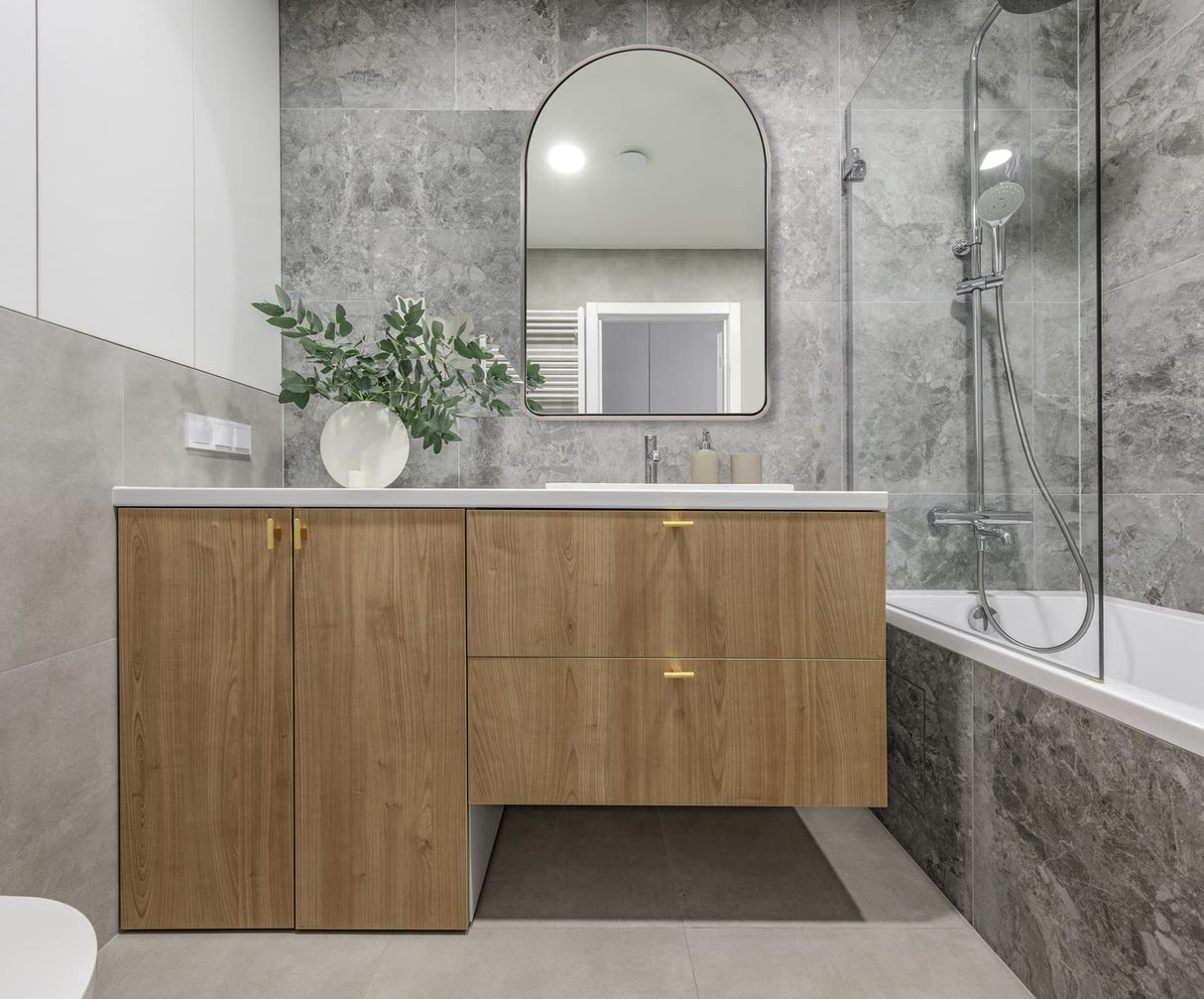 Brushed Nickel Arched Mirror, Arched Bathroom Mirror