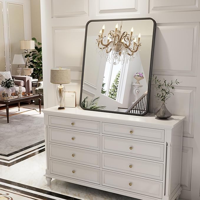 Black Bathroom Mirror for Over Sink, Dresser, Rectangle Wall Mirror