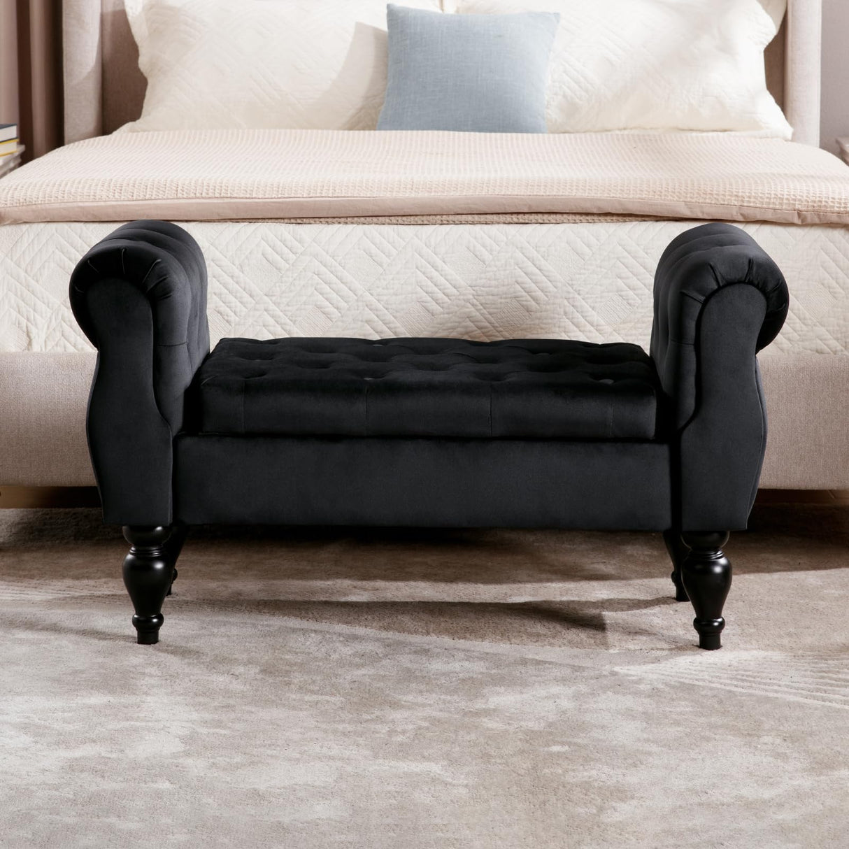 Storage Bench with Arms End of Bed Bench, Entryway Bench