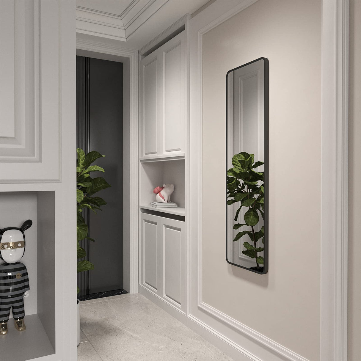 Black Full Length Mirror Aluminum Alloy Framed