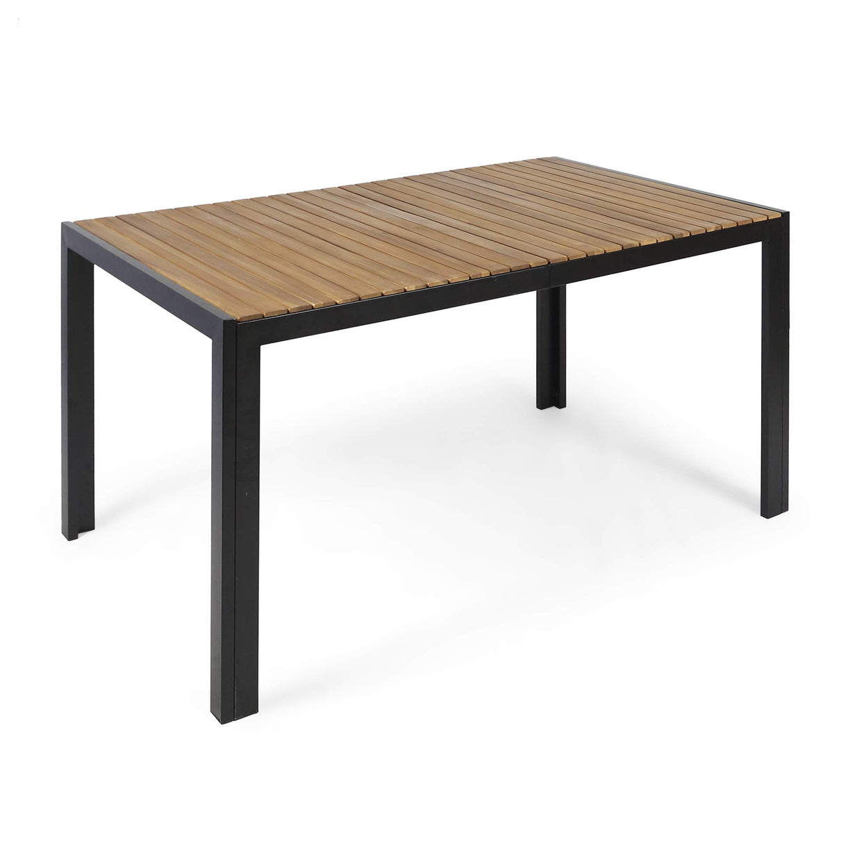 Modern Outdoor Dining Table - Teak Finish with Black Accents