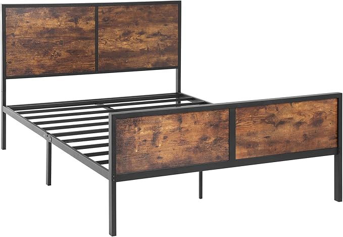 Queen Size Metal Bed Frame with Headboard, Footboard, No Box Spring Needed