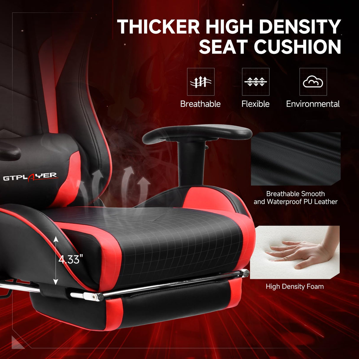 Gaming Chair with Bluetooth Speakers - Ergonomic Office Chair with Footrest