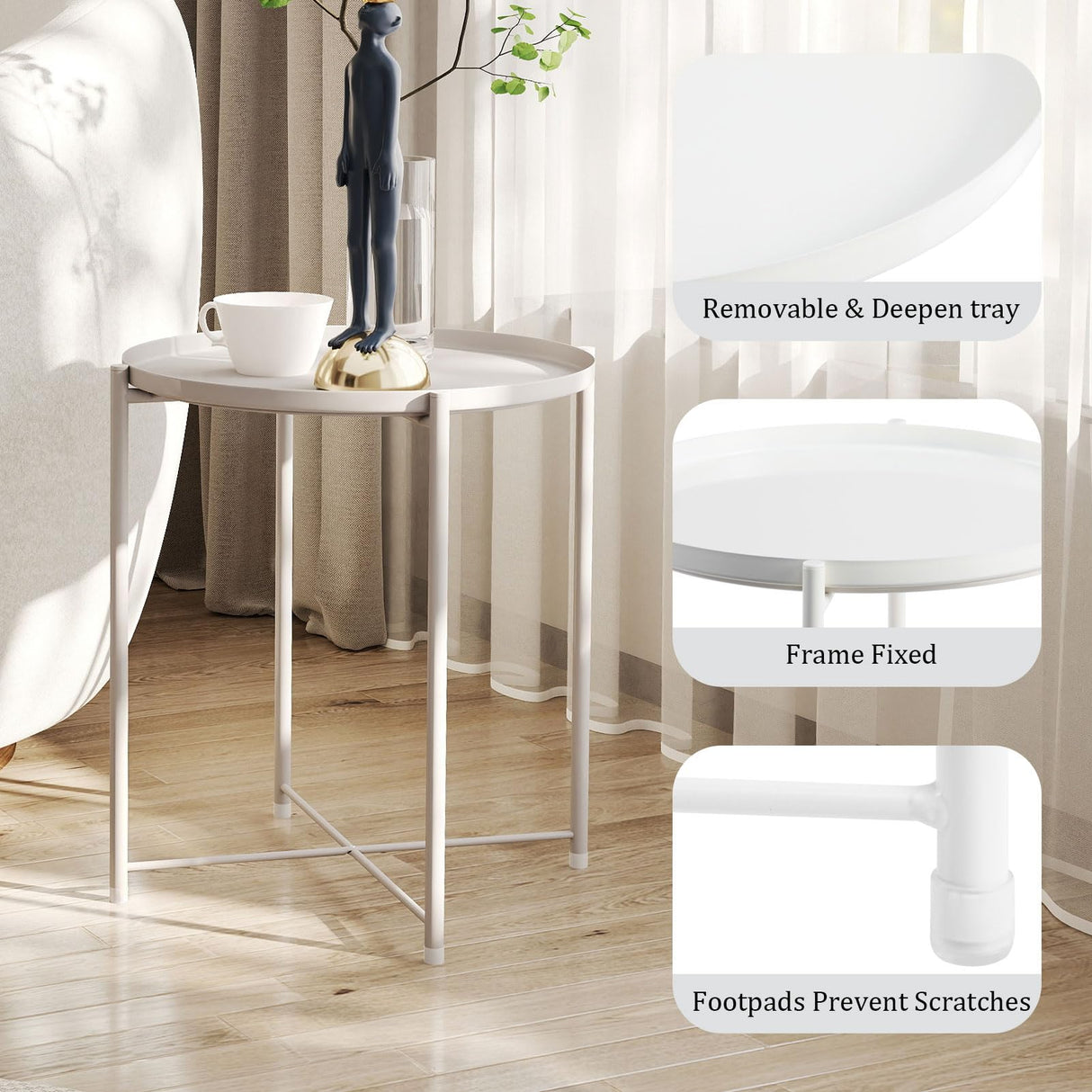 Tray Metal End Table, Sofa Table Small Round Side Tables