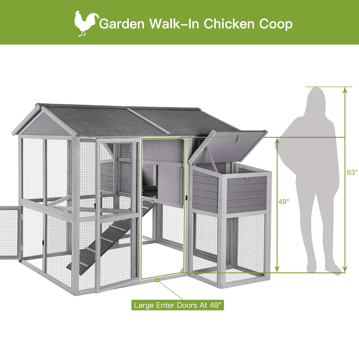 CozyNest Wooden Chicken Tractor – 75” Outdoor Coop & Run Extension