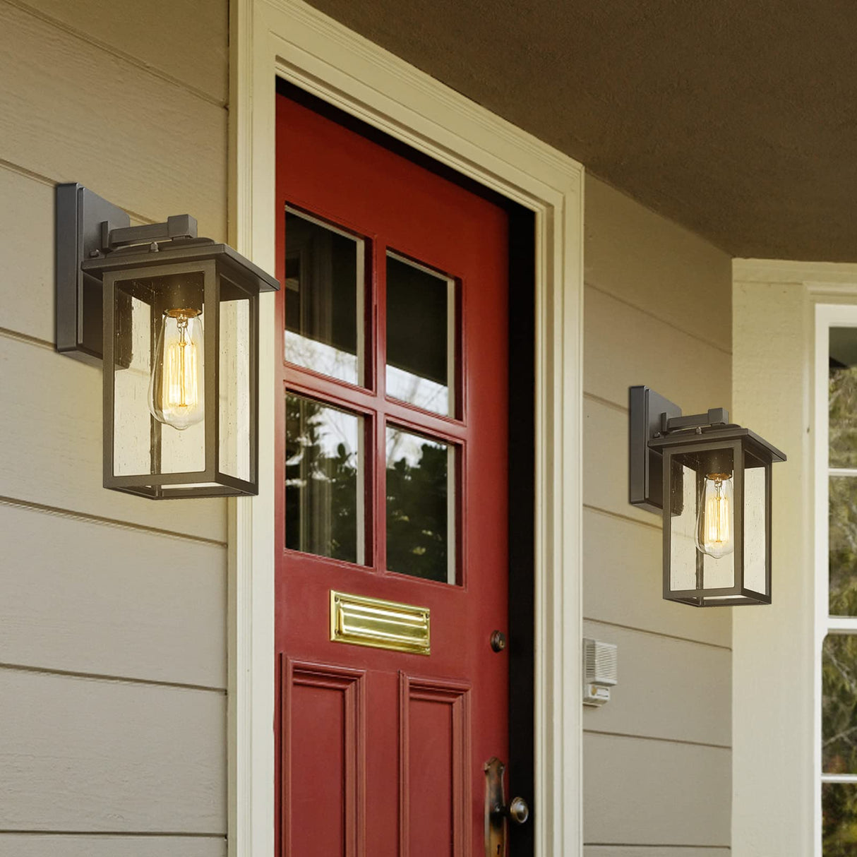 Outdoor Wall Sconces 2 Pack, Exterior Light Lantern Fixtures