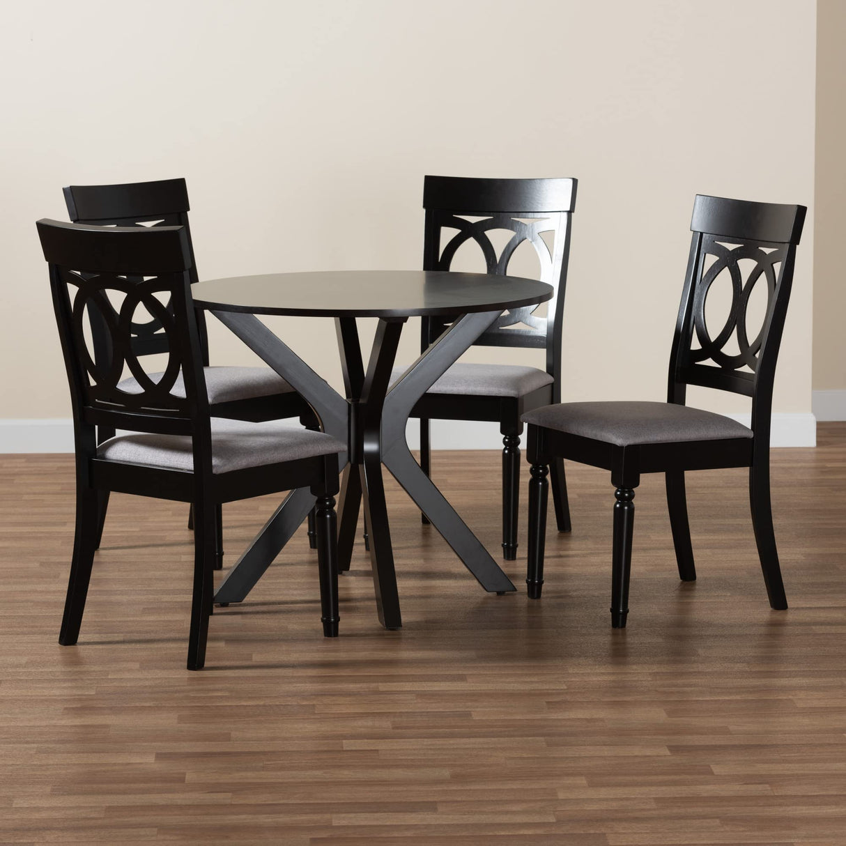 Jessie Dining Set, 5-Piece, Grey/Dark Brown