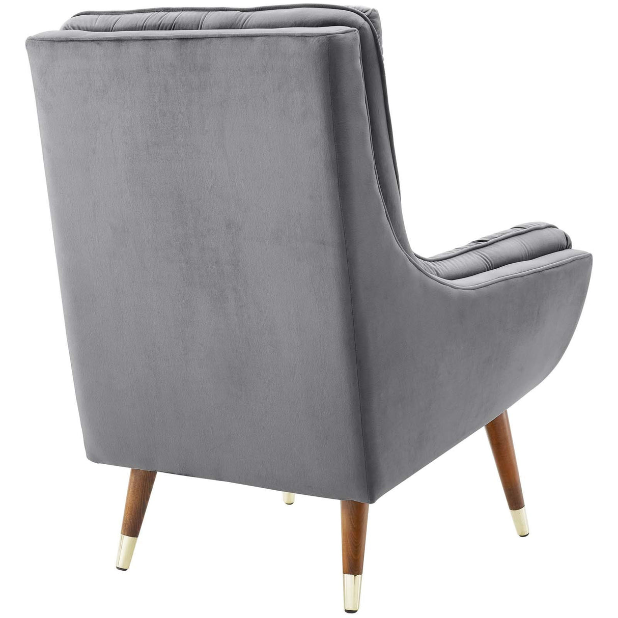 Suggest Button Tufted Upholstered Velvet Lounge Chair, Gray