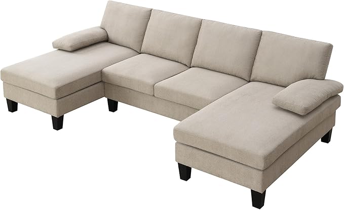 U-Shape Convertible Sectional Sofa Couch 4 Seat Sofa Set for Living Room