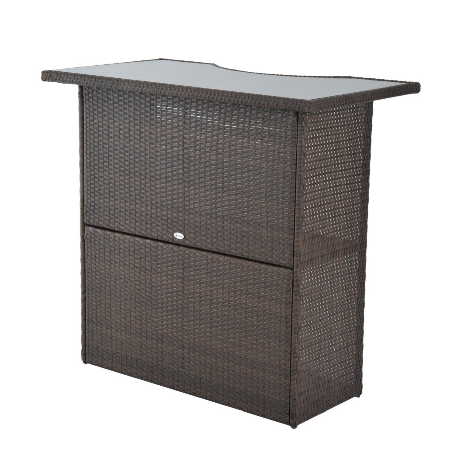 5 Pcs Rattan Wicker Bar Set, High Top Outdoor Table and Chairs