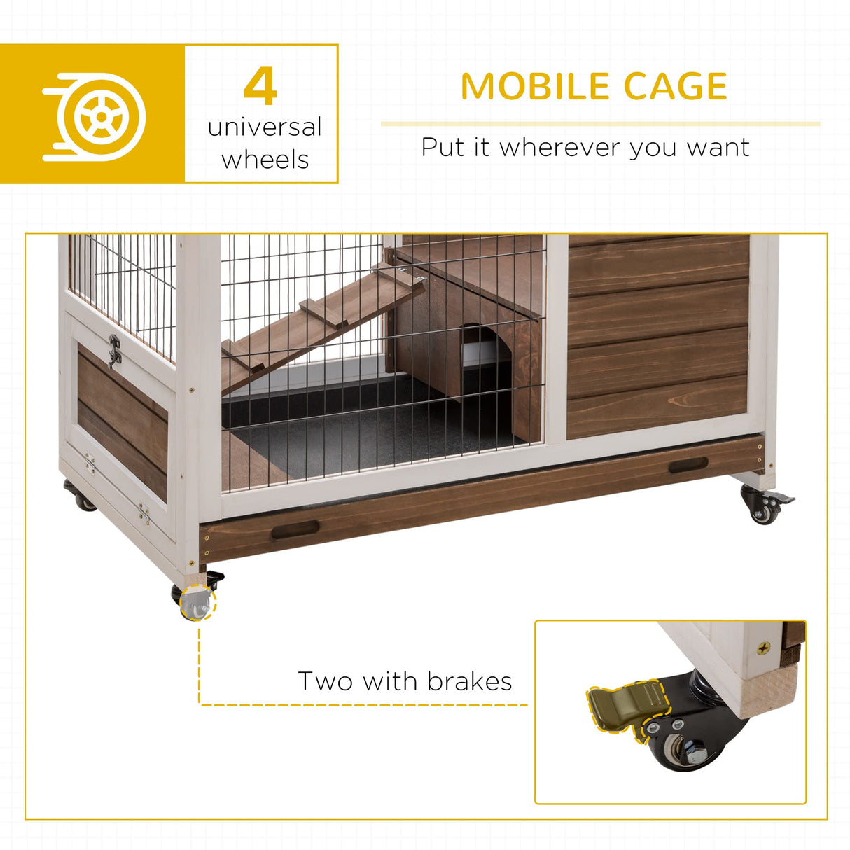 Wooden Rabbit Hutch Indoor Outdoor, Elevated Bunny Cage