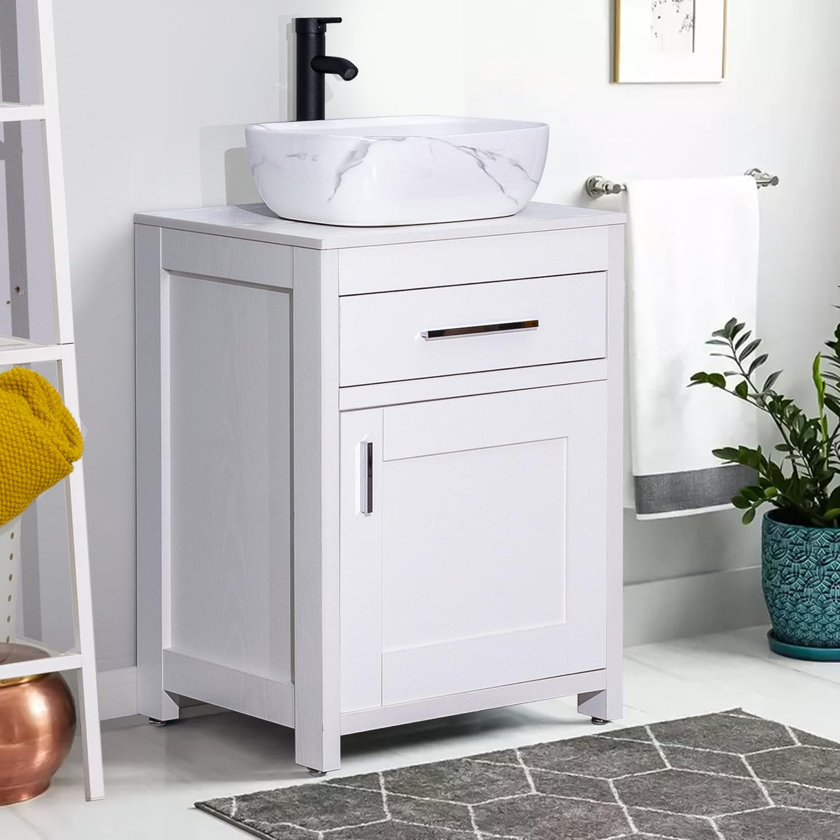 24 Inch Bathroom Vanity White Bathroom Vanity Set with Sink Comboļ¼Modern Bathroom Cabinet