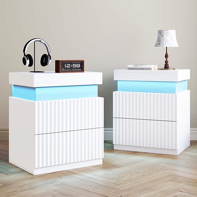 Nightstand Set of 2 Black Nightstand