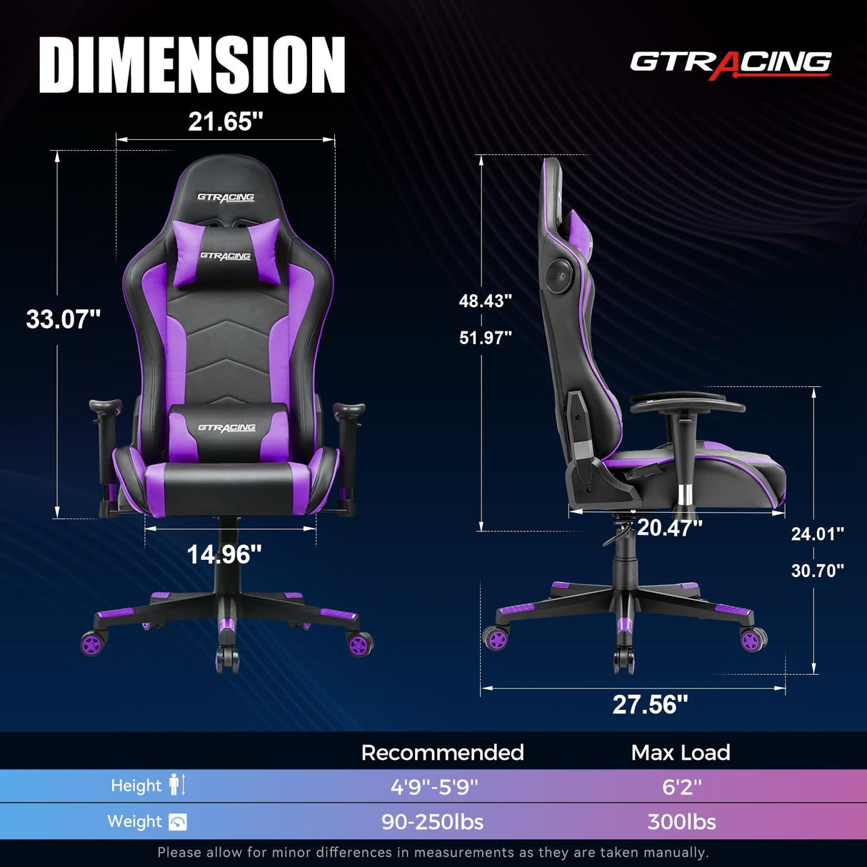 Gaming Chair with Bluetooth Speakers - Ergonomic Office Chair with Lumbar Support