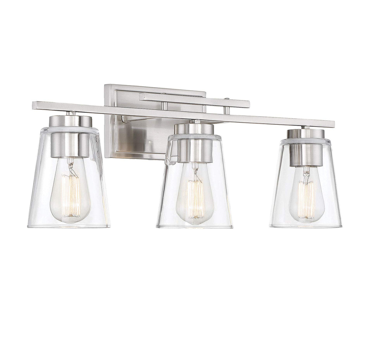 8-1020-3-SN Calhoun Modern Bohemian Clear Glass Bathroom Vanity Wall Light