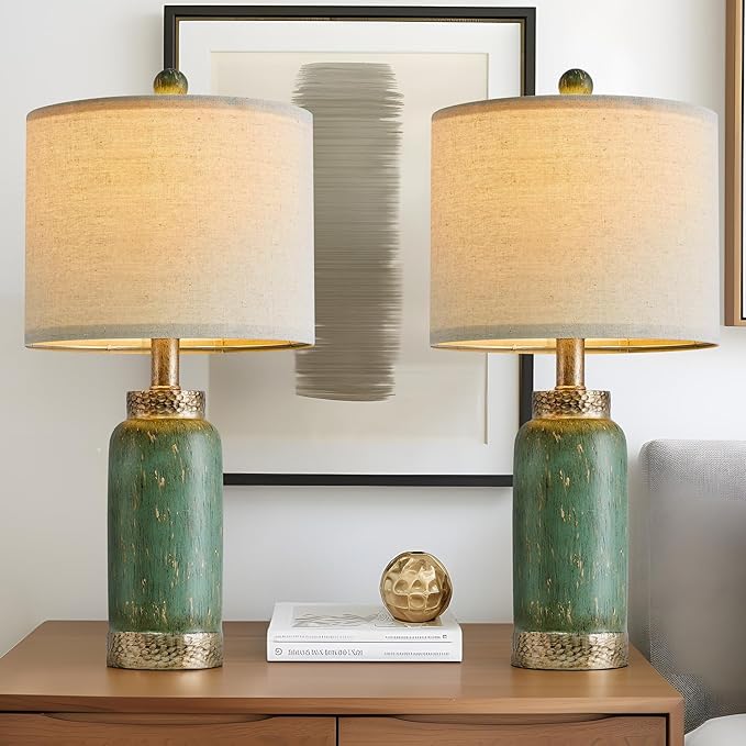 Table Lamp for Bedroom Living Room 20.25" Farmhouse Rustic Vintage Small Lamps