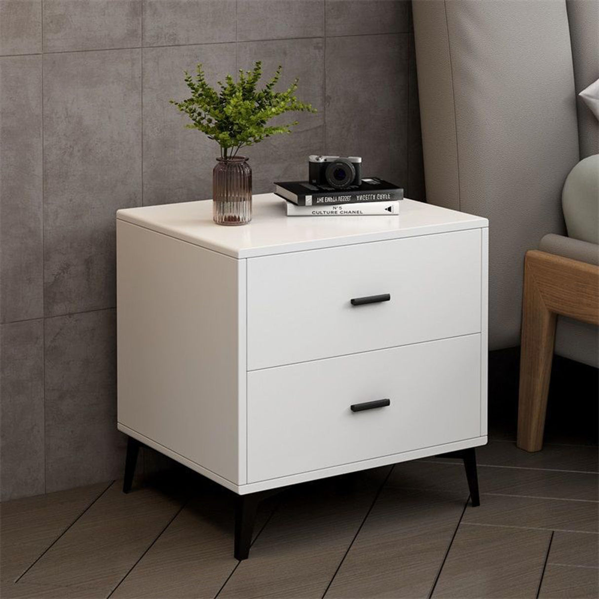 Small Storage Cabinet, Rock Board Mini Solid Wood Bedside Cabinet