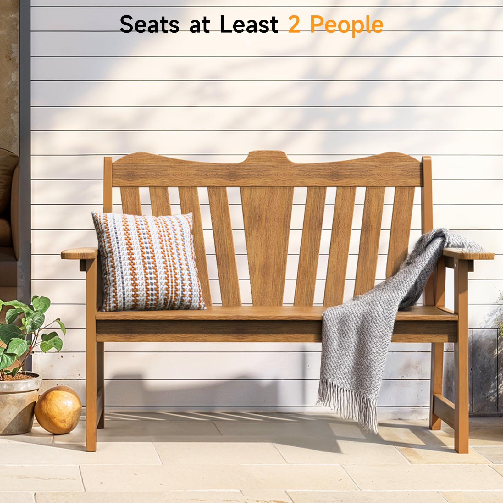 Outdoor Bench, 2-Person Weatherproof Garden Bench