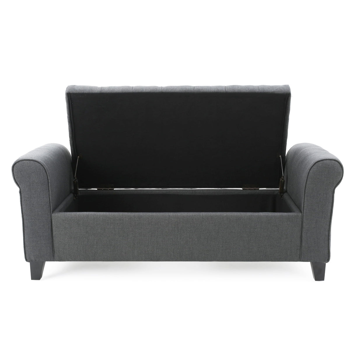 Keiko Fabric Armed Storage Bench, Dark Grey