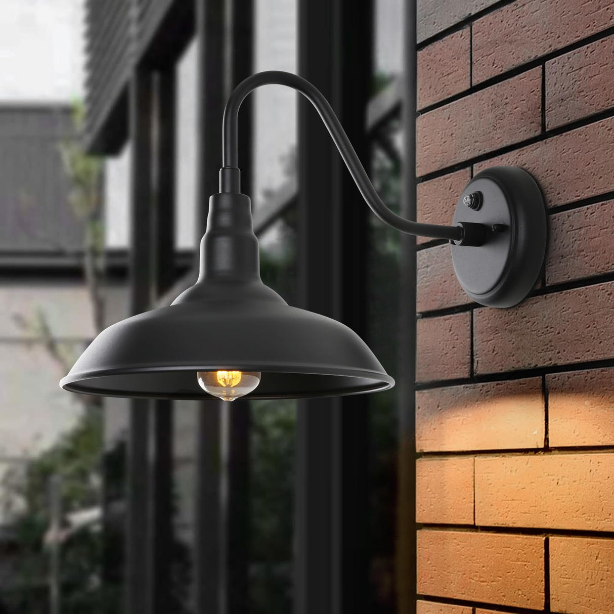 14 Inch Large Dusk to Dawn Gooseneck Light for Farmhouse, 2 Pack Outdoor Barn Lights