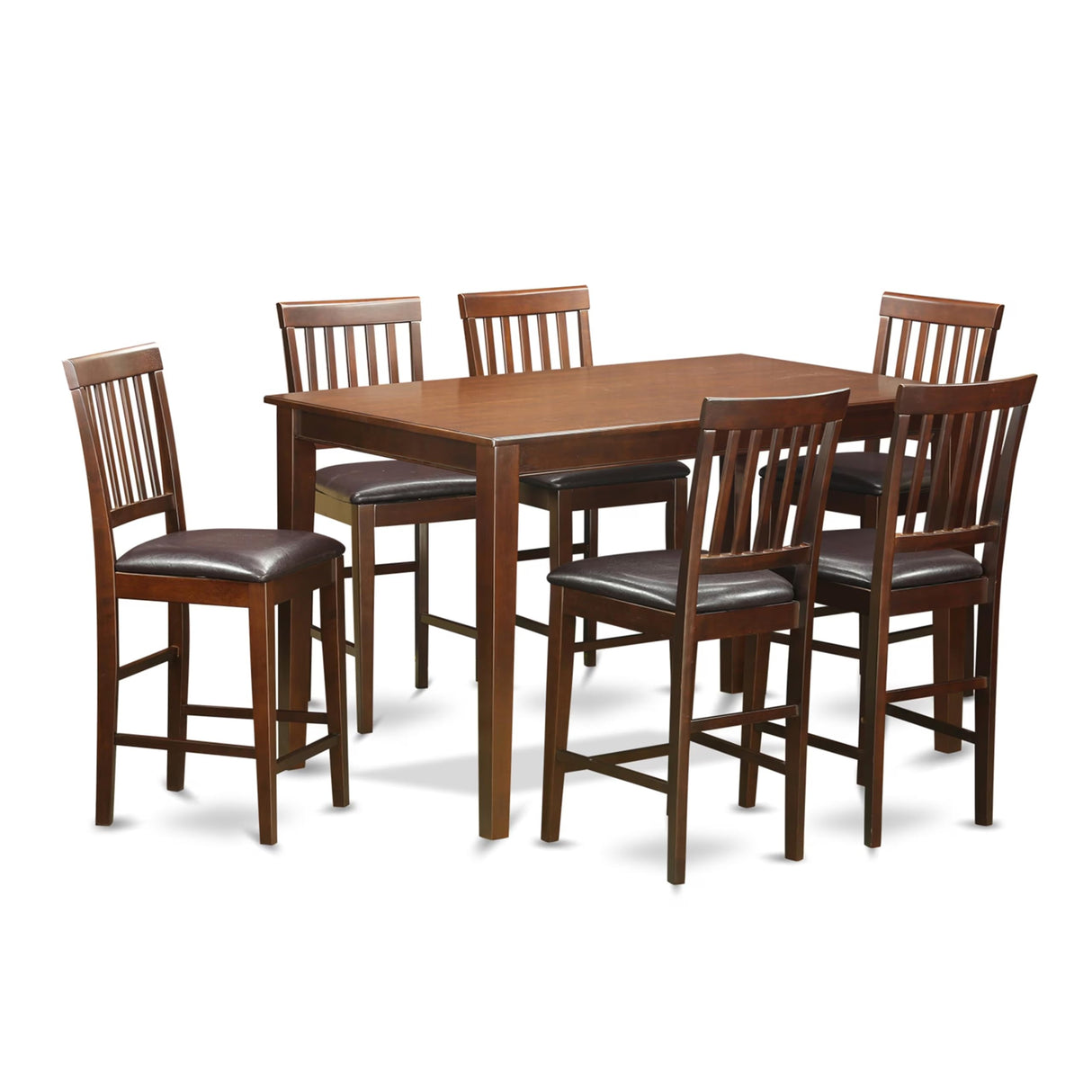 DUVN7H-MAH-LC 7 Piece Counter Height Dining Table Set Consist of a Rectangle Wooden