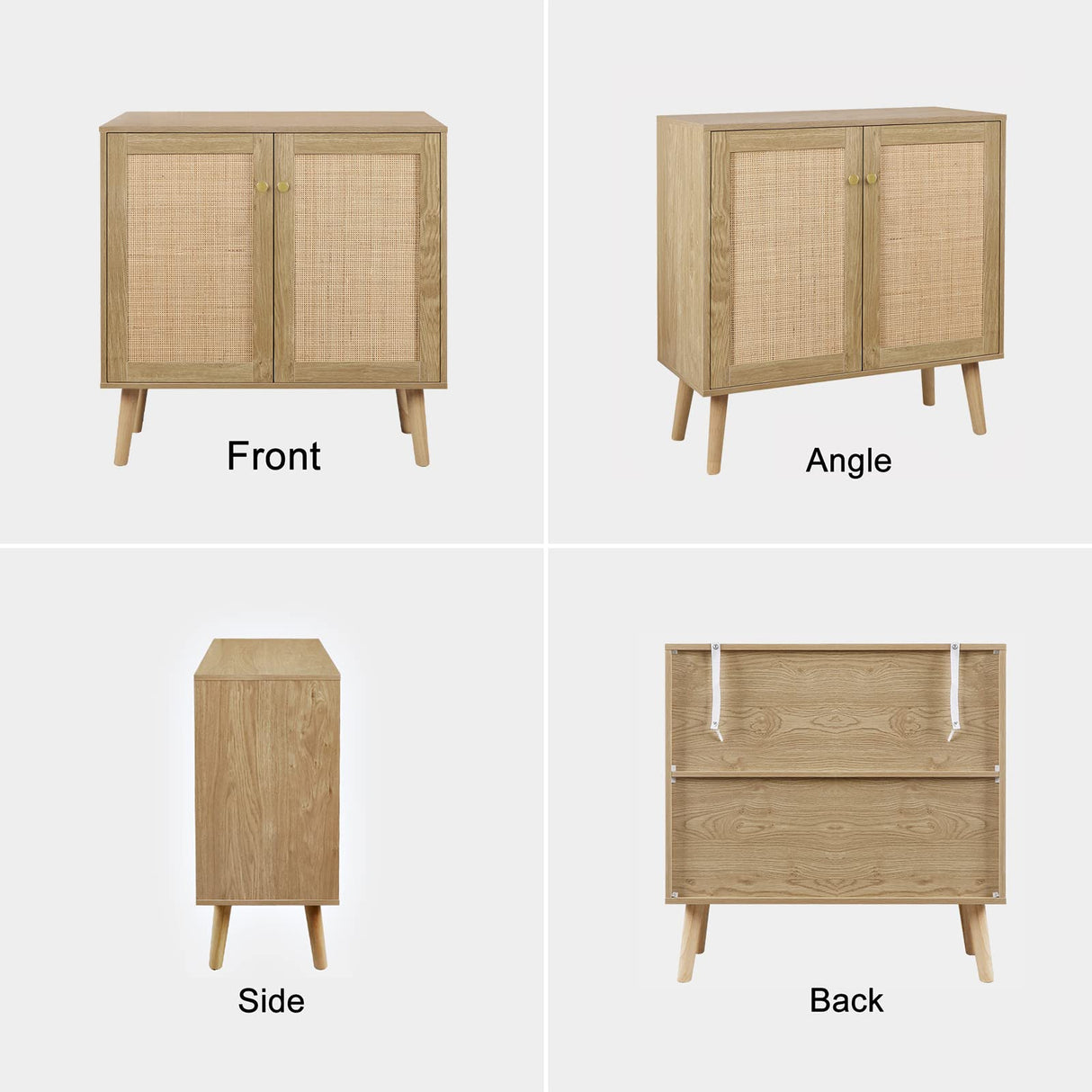 Rattan Cabinet, 2 Door Sideboard Buffet Cabinet with Adjustable Shelf