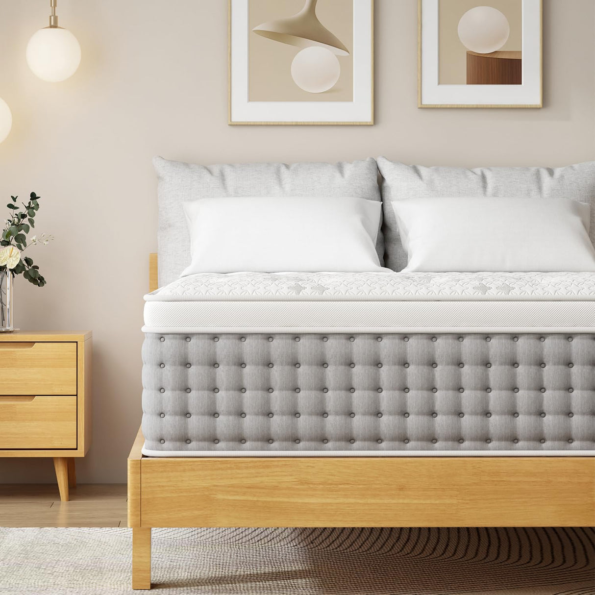 Queen Size Mattress 14 Inch, Innerspring Hybrid Mattress with Gel Memory Foam