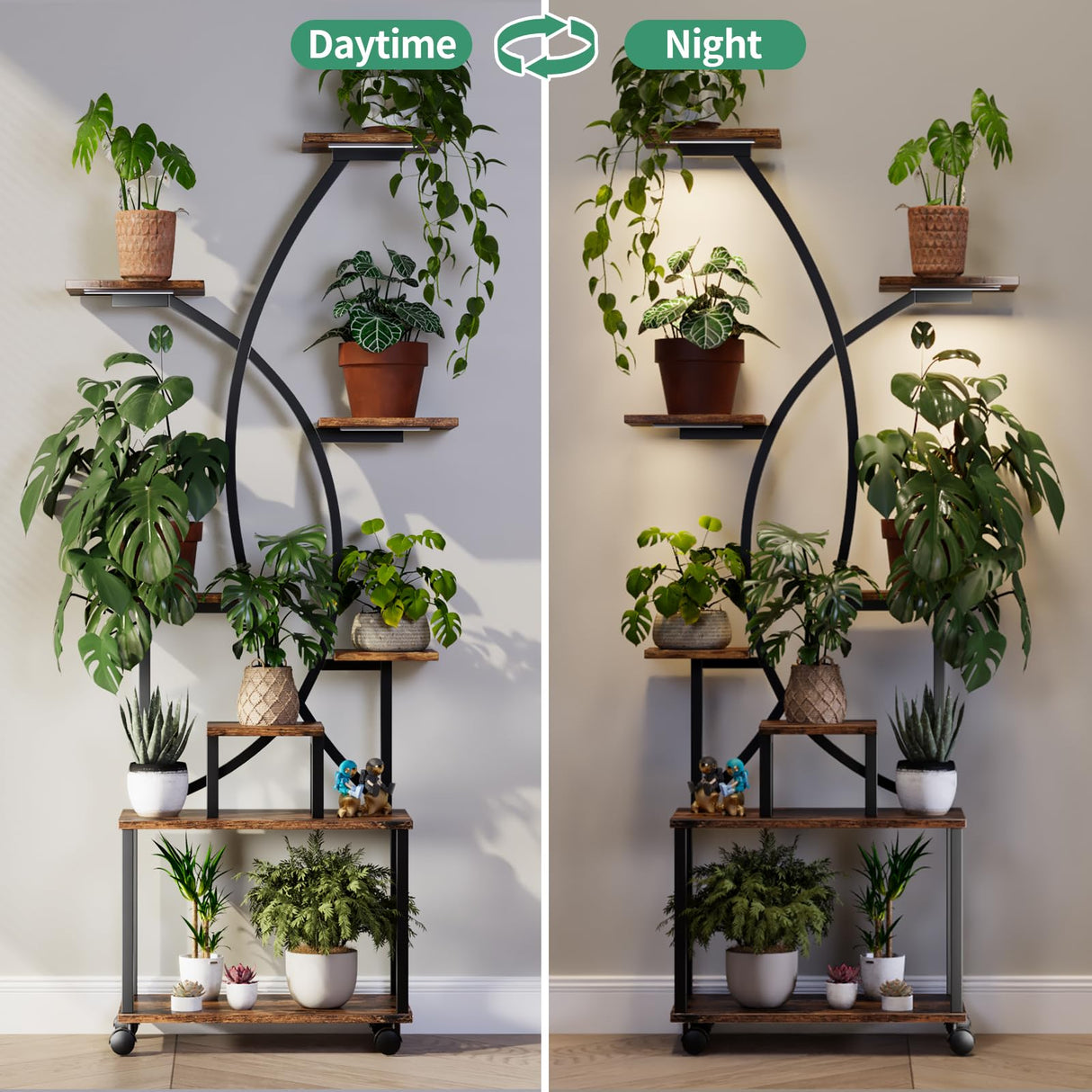 EverGlow 7-Tier Tree Shaped Plant Shelf | LED Grow Light Stand