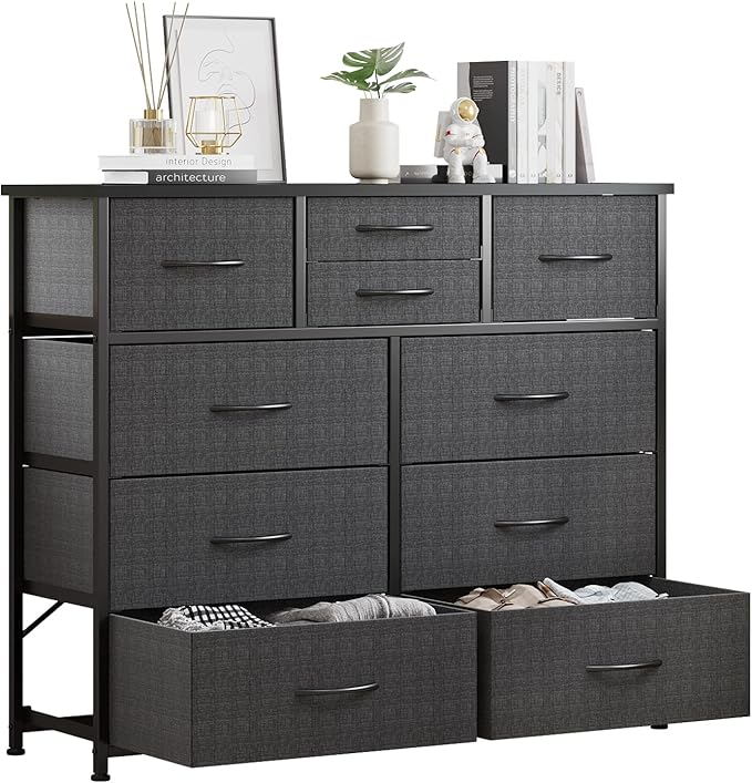 10-Drawer Dresser, Fabric Storage Dresser Drawers for Bedroom
