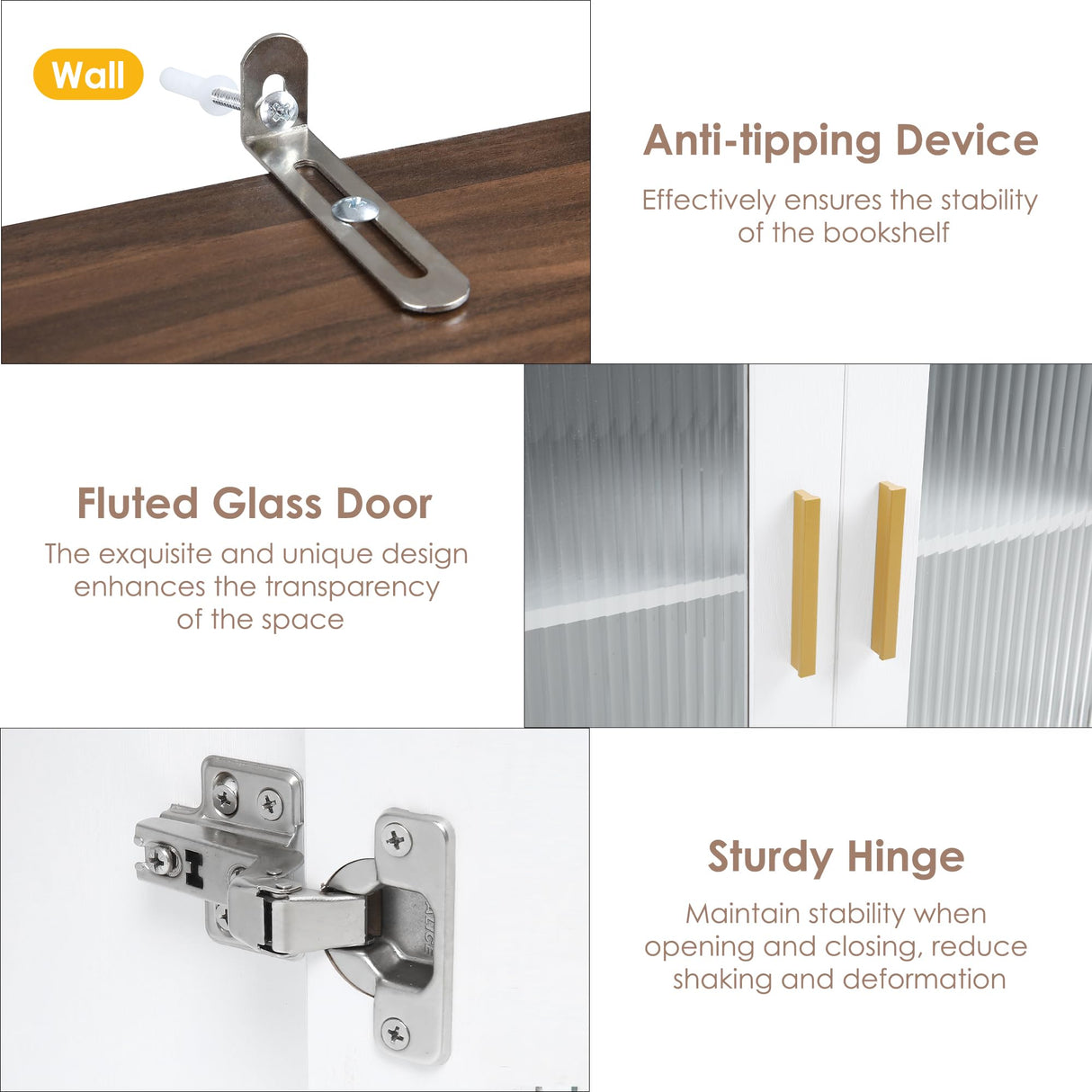 Tall Storage Cabinet, 73" Kitchen Pantry Cabinet with Doors, Kitchen Cupboard Open Shelf, 5 Tier Tall Bookcase with Storage for Living Room, Kitchen, White