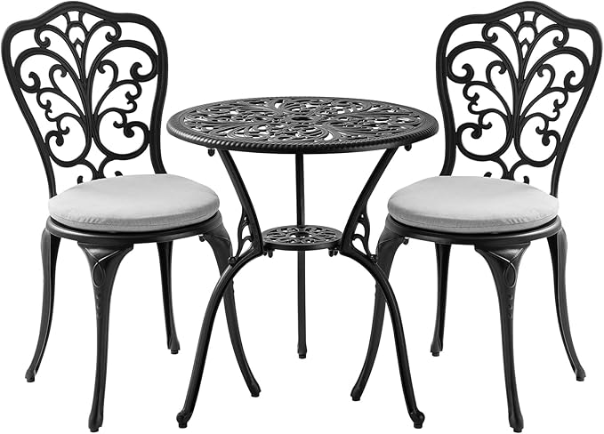 Bistro Table and Chairs Set of 2,Patio Bistro Sets 3 Piece Outdoor with 1.97 Umbrella Hole