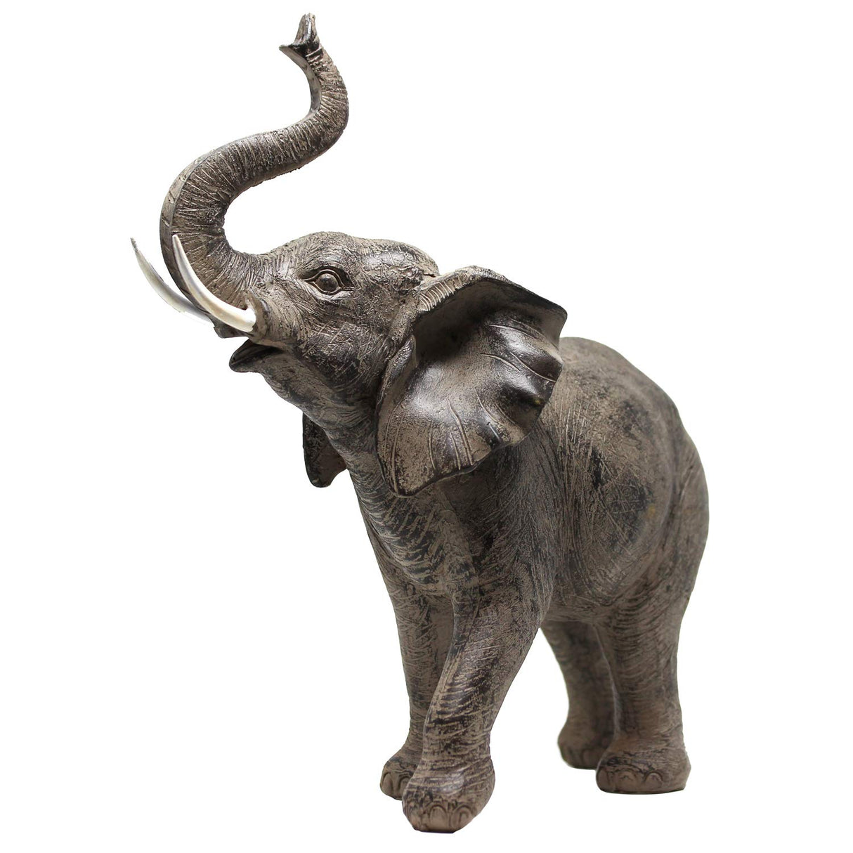 Seraphic Large 13" African Elephant Statue Gifts for Women, Big Elephant Decor Scuplture with Trunk Up for Home Decor