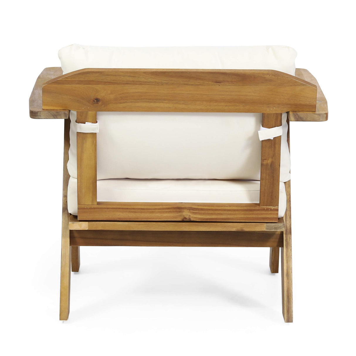 Arcola Outdoor Club Chair with Cushion - Acacia Wood - Teak/Beige (Set of 2)