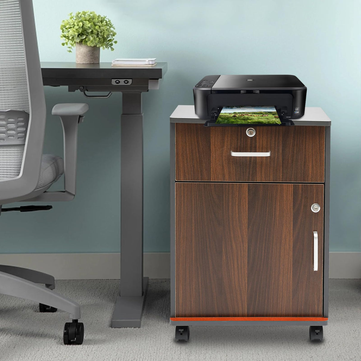 Mobile File Cabinet Rolling Printer Stand Vertical Filing Cabinet Organizer