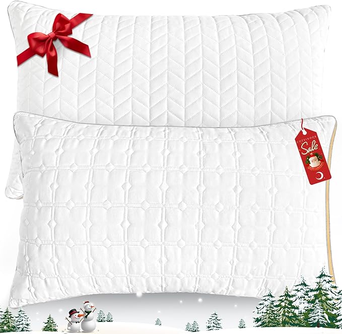 Cooling Queen Size Pillows Set of 2, Hotel Quality Gusseted Bed Pillows for Side