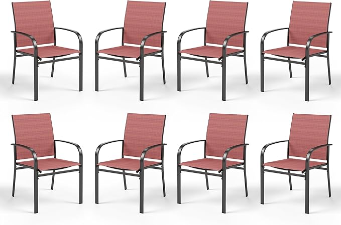 Patio Dining Chairs Set of 6, 36" Textilene Fabric Outdoor Chair