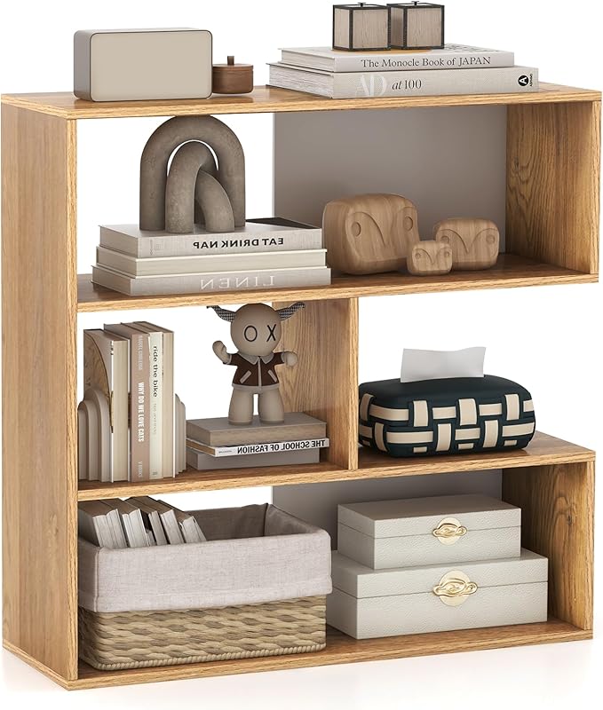 6 Cubes Bookcase, 2-Piece Separable Floor Standing Open Horizontal Bookshelf