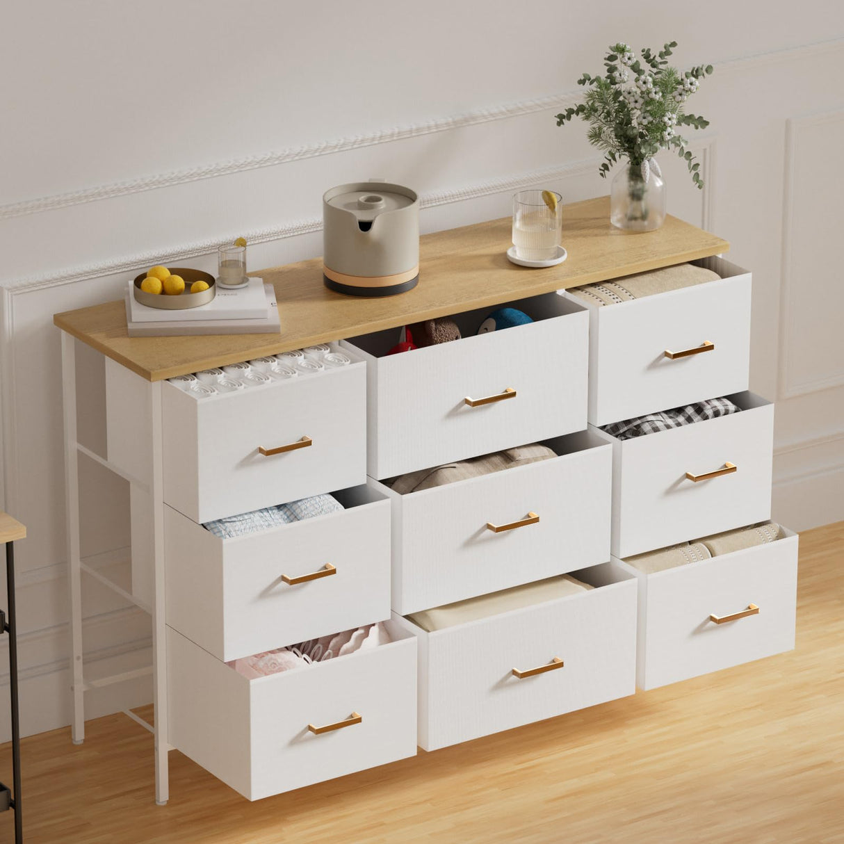 Wide TV Stand Modern TV Console, 9 Drawers Dresser