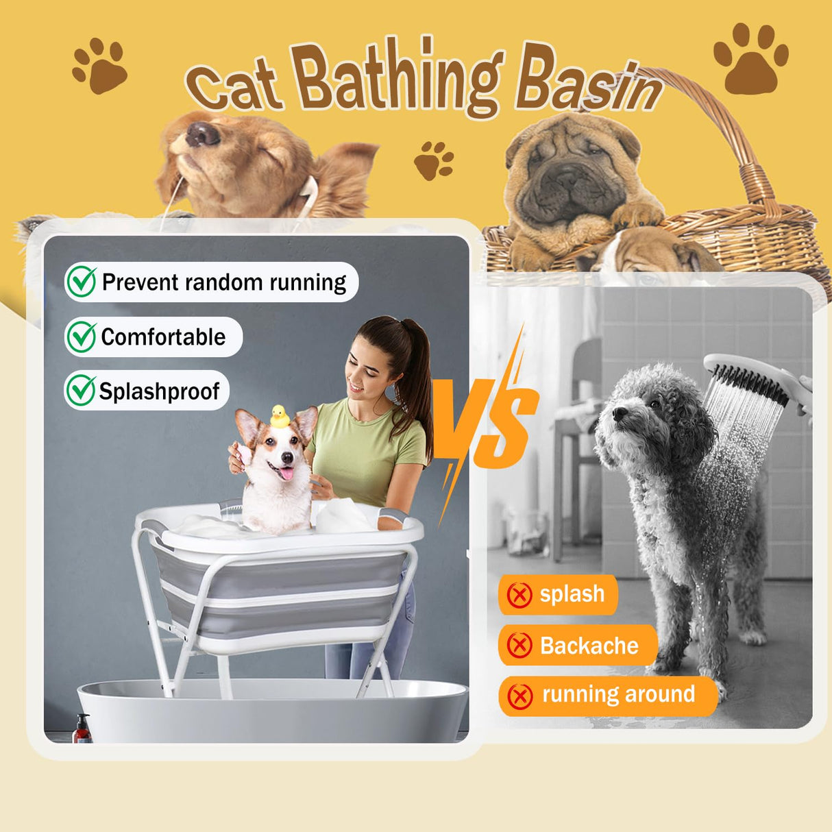 Portable Dog Bath Tub - Collapsible Elevated Pet Washing Station