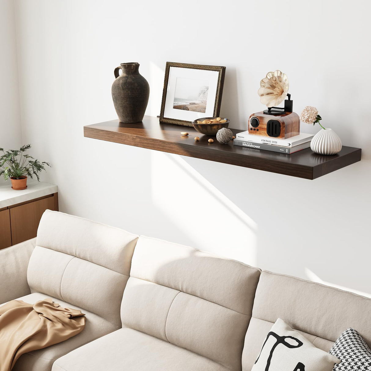 Floating Shelves for Wall 36 Inches Long, Large Natural Wood Floating Shelves for Kitchen