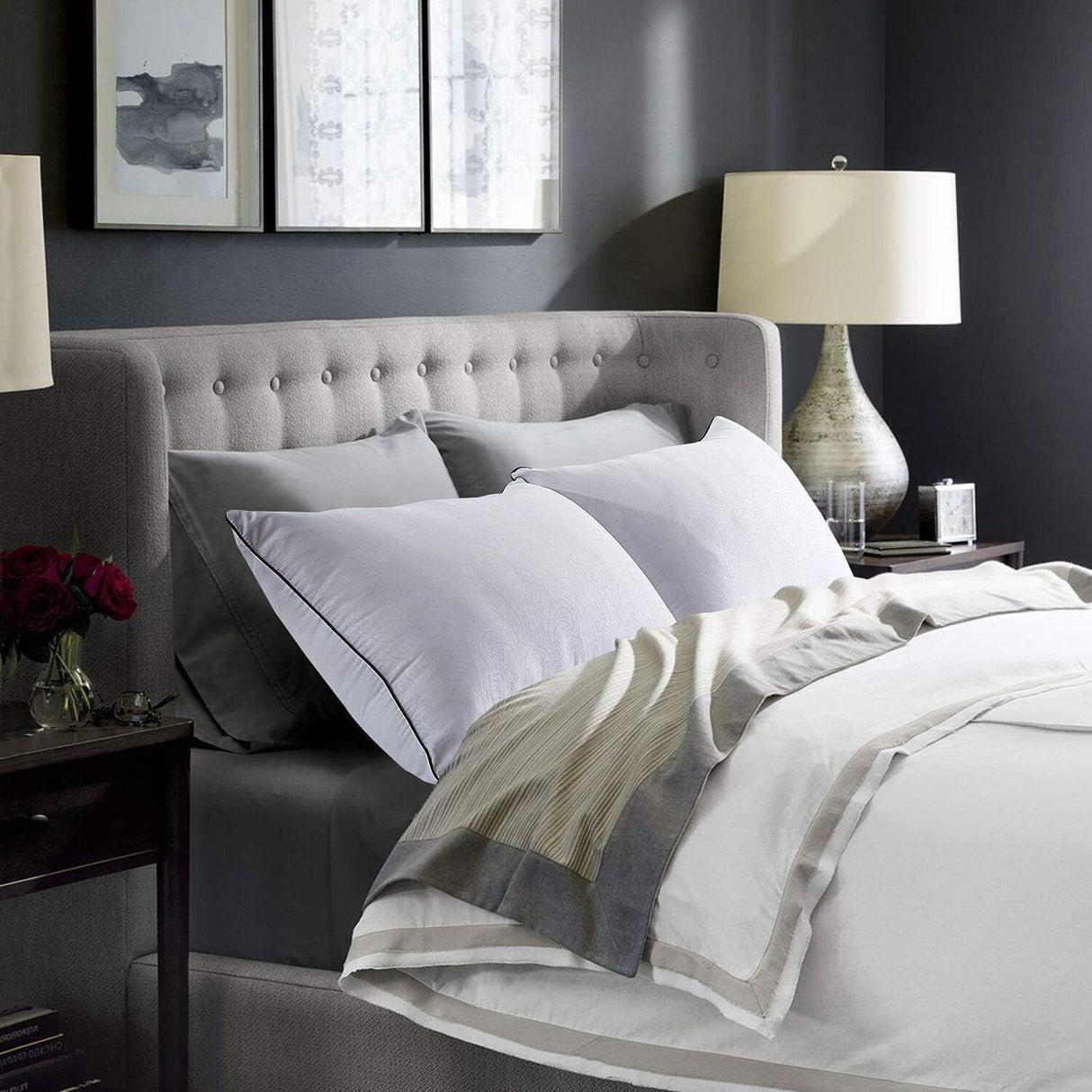 Pillows Queen Size Set of 4 for Sleeping, Soft and Supportive Bed Pillow